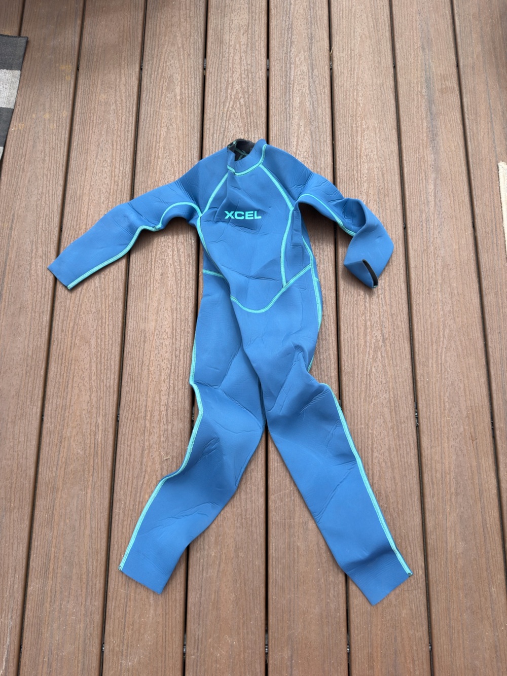 XCEL Kids Blue Full-Body Swim Rashguard Suit with Contrast Stitching